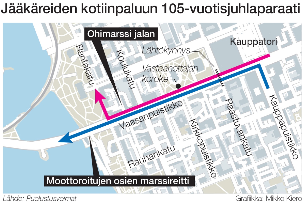 Jääkäreiden paluun 105-vuotisjuhlaa vietettiin aurinkoisessa Vaasassa – Tallenteet juhlallisuuksista ovat vapaasti kaikkien katsottavissa