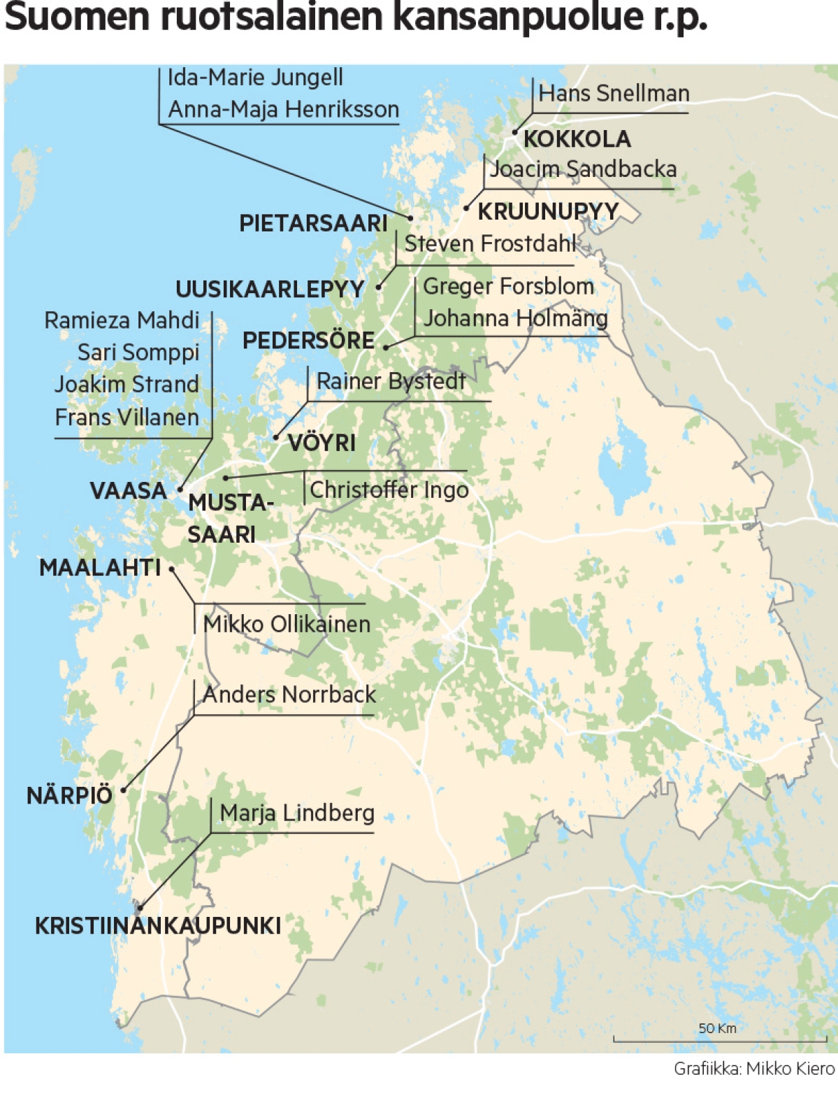 RKP:llä riittää ehdokkaita koko ruotsinkielisen rannikon alueelle. 