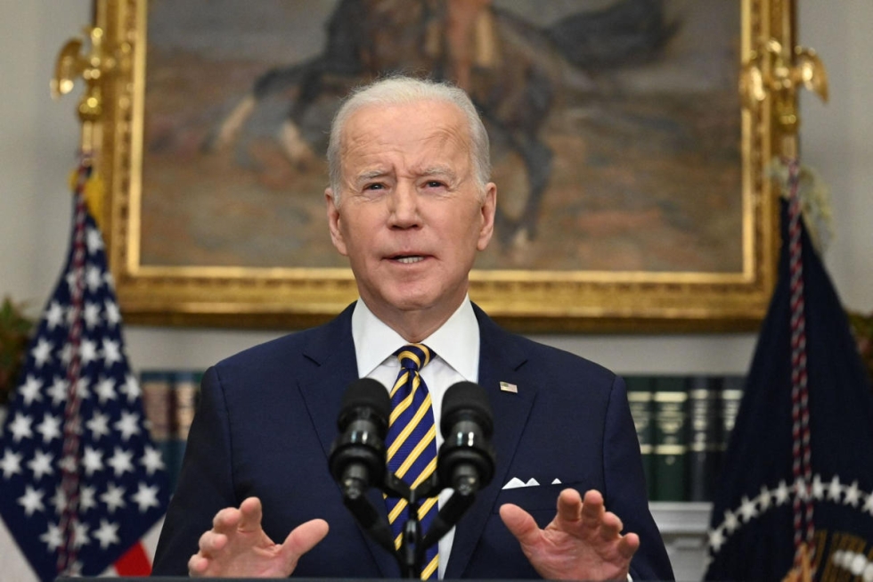 Bloombergin mukaan presidentti Joe Bidenin hallinto tarkastelee parhaillaan sitä, millaiset vaikutukset pakotteilla olisi ydinvoima-alalle. LEHTIKUVA/AFP