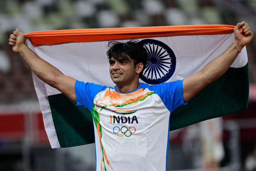 Intialainen Neeraj Chopra voitti olympiakultaa Tokiossa viime kesänä. LEHTIKUVA / AFP
