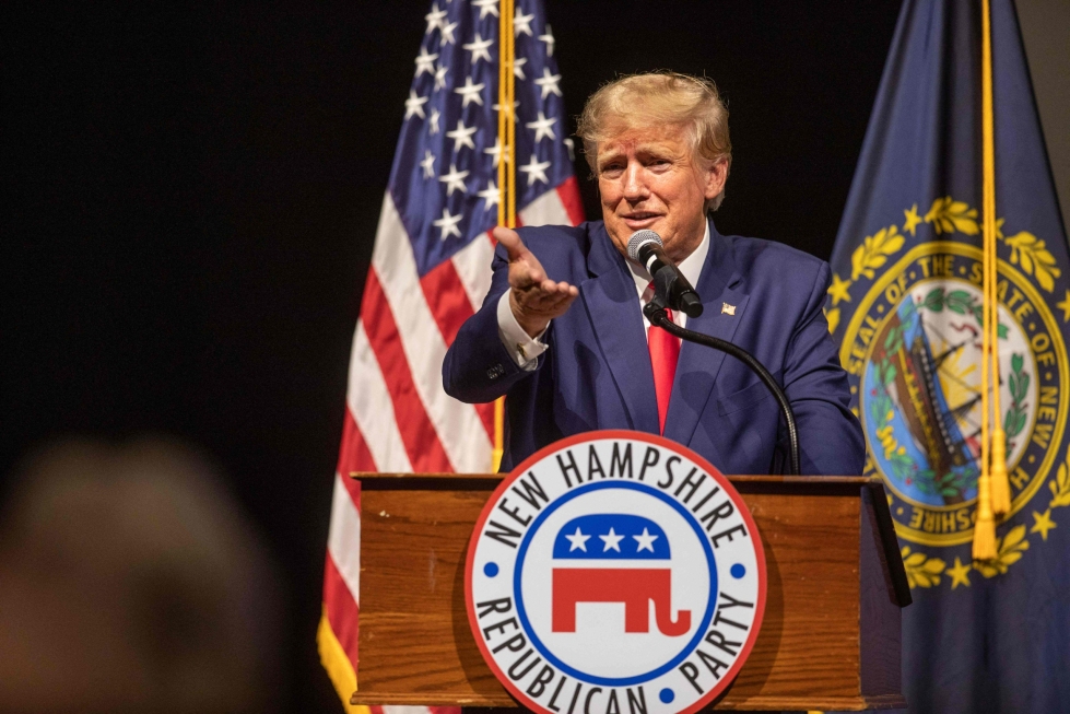 Donald Trump avasi vaalikampanjansa Salemissa, New Hampshiressa. LEHTIKUVA / AFP