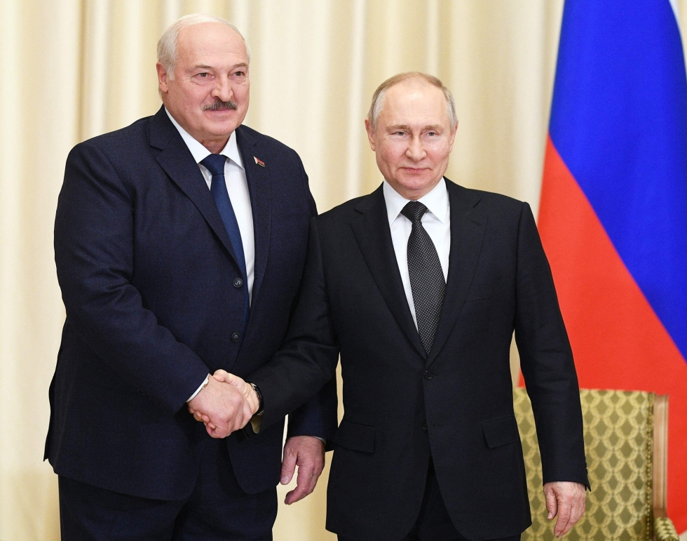 Valko-Venäjän johtaja Aljaksandr Lukashenka on Venäjän presidentin Vladimir Putinin liittolainen. LEHTIKUVA/AFP