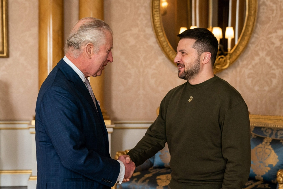 Zelenskyi tapasi Lontoossa myös kuningas Charlesin. LEHTIKUVA/AFP