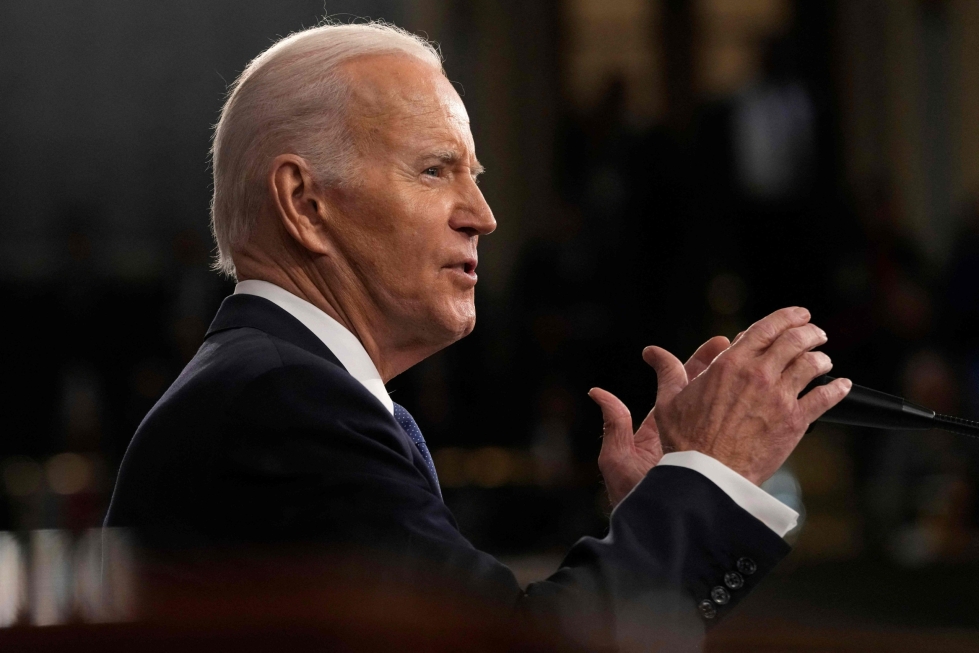 Yhdysvaltain presidentti Joe Biden piti vuosittaisen kansakunnan tilaa koskevan puheensa kongressissa tiistai-iltana paikallista aikaa. LEHTIKUVA/AFP