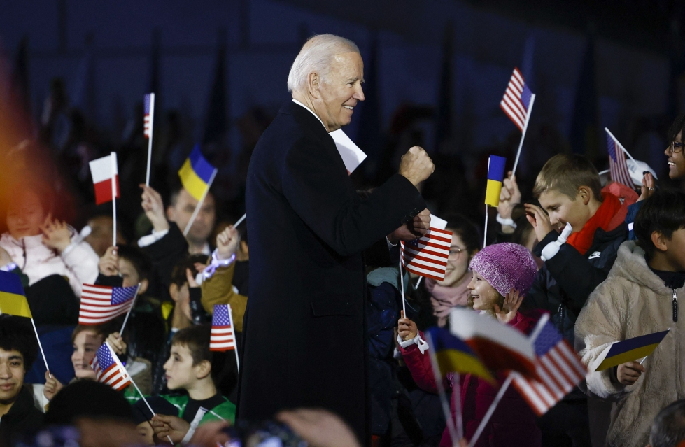 Yhdysvaltojen presidentti Biden piti tiistaina puheen Varsovassa. Lehtikuva/AFP