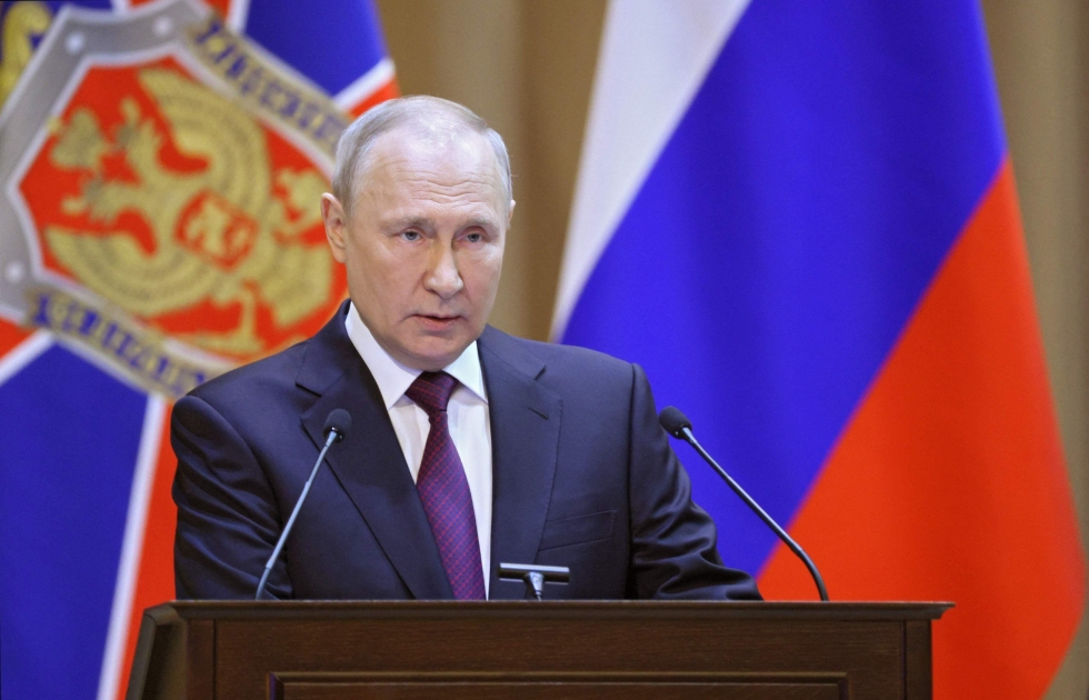 Pian sen jälkeen, kun Venäjä ilmoitti väitetystä hyökkäyksestä Brjanskin alueella, presidentti Vladimir Putin sanoi hyökkääjien olevan uusnatseja ja terroristeja. Arkistokuva. LEHTIKUVA/AFP