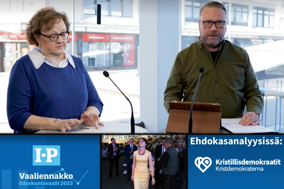 Kristillisdemokraattien kannatus vaalipiirissä on suurempaa kuin vihreillä ja vasemmistoliitolla. Kuvassa toimittajat Marja Tyynismaa ja Mikko Kallionpää.