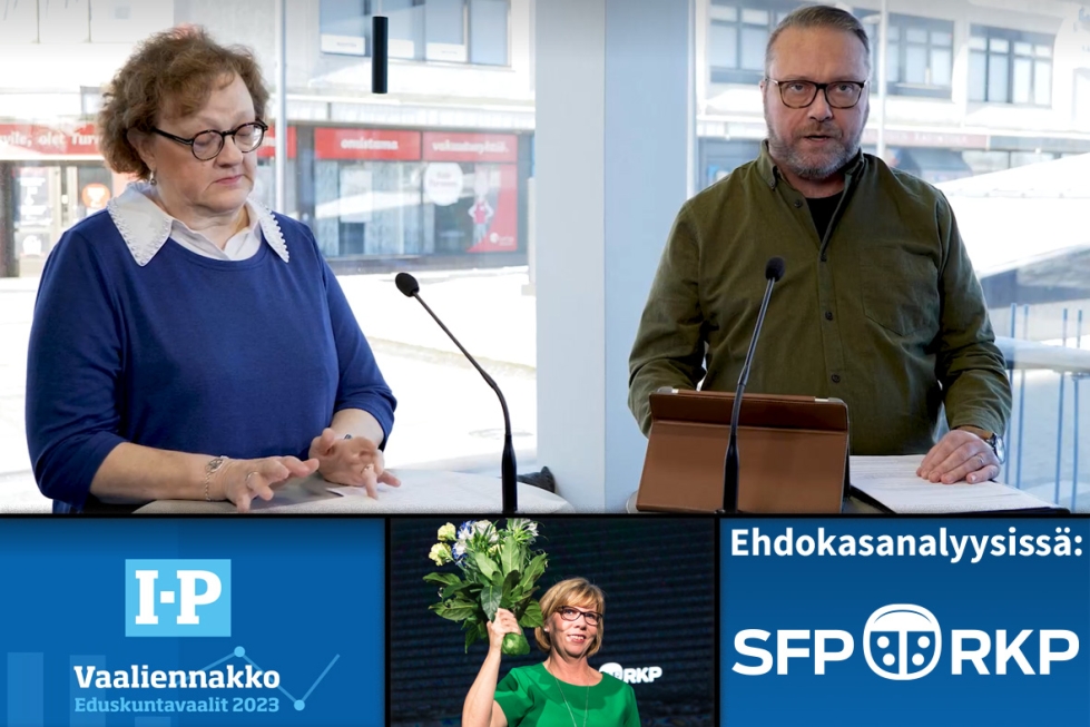 RKP:n puheenjohtaja Anna-Maja Henriksson oli vaalipiirin ääniharava neljä vuotta sitten. Kuvassa toimittaja Marja Tyynismaa ja Mikko Kallionpää.