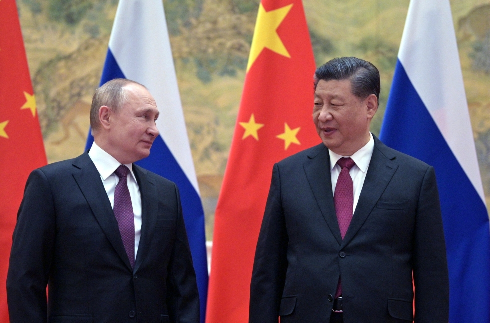 Venäjän ja Kiinan presidentit Vladimir Putin ja Xi Jinping helmikuun alussa 2022 Pekingissä. LEHTIKUVA/AFP