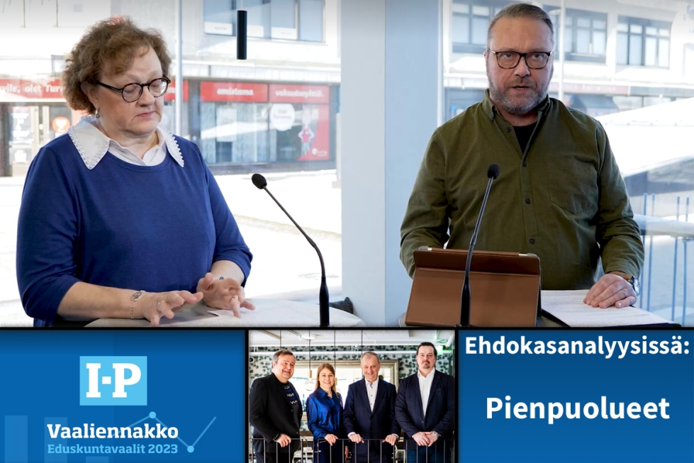 Seitsemän pienpuoluetta on asettanut ehdokkaita Vaasan vaalipiiriin. Kuvassa toimittajat Marja Tyynismaa ja Mikko Kallionpää. 