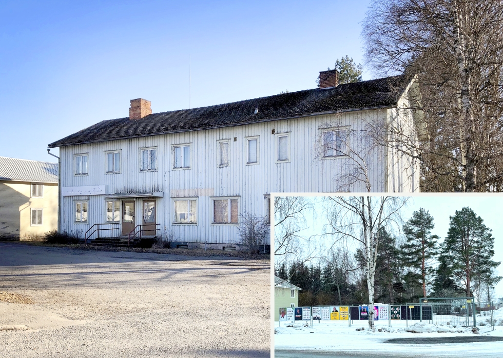 Vimpelin kunta purkautti viime vuoden lopulla kylänraittia rumentaneen vanhan Kauniston talon. Kuvissa alue ennen ja nyt.