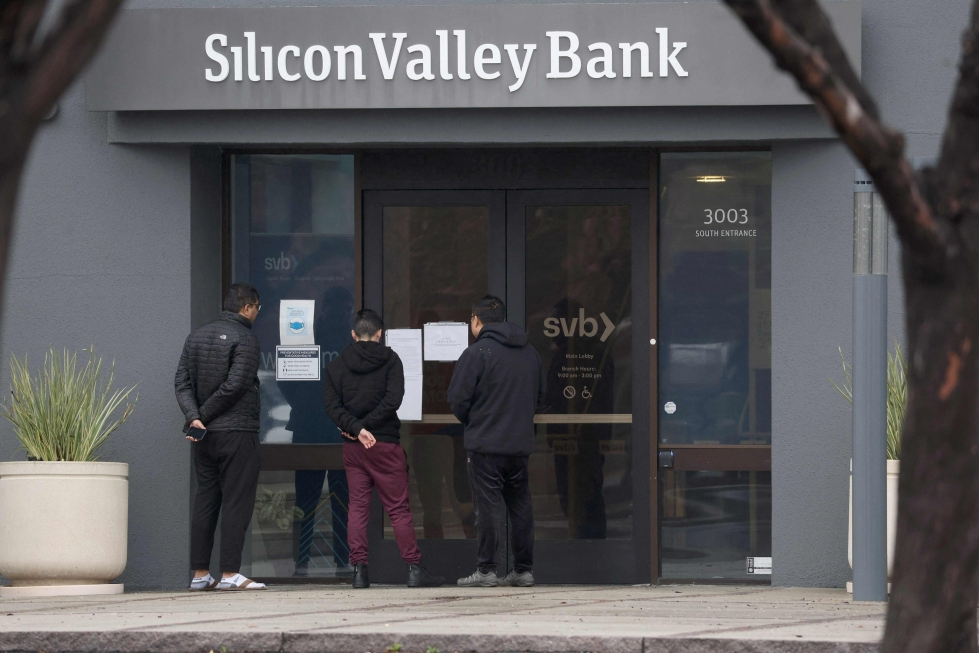 Yhdysvaltain viranomaiset ilmoittivat perjantaina ottavansa Silicon Valley Bankin haltuunsa. LEHTIKUVA/AFP