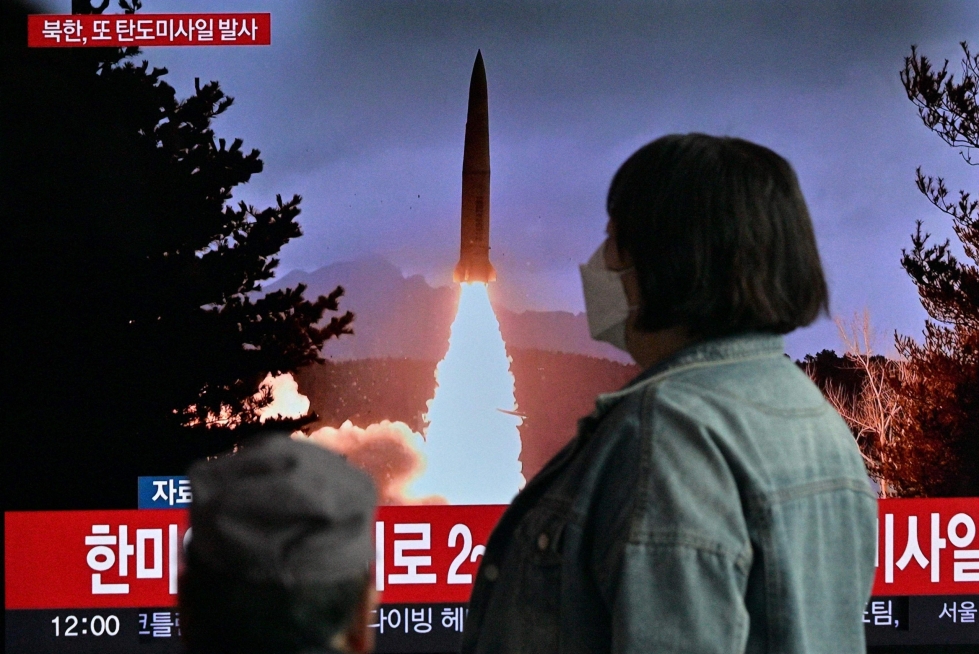 Pohjois-Korea on tällä viikolla tehnyt useita ohjusten testilaukaisuja, joita pidetään protestina Etelä-Korean ja Yhdysvaltojen yhteisille sotaharjoituksille. LEHTIKUVA / AFP