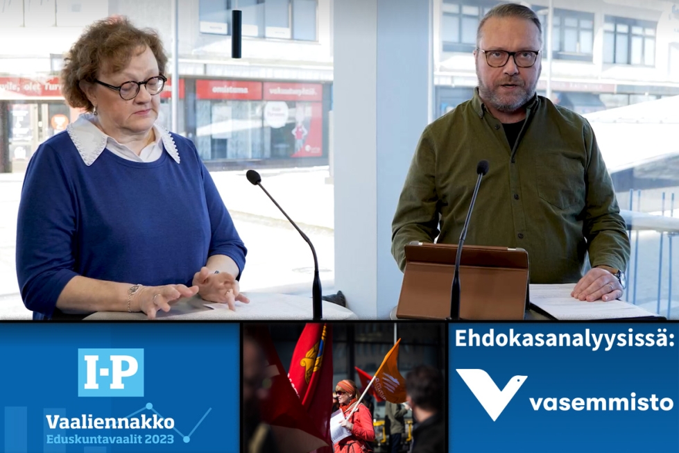 Vasemmistoliitolla ei ole ollut omaa kansanedustajaa vaalipiiristä 2000-luvulla. Kuvassa toimittajat Marja Tyynismaa ja Mikko Kallionpää. 