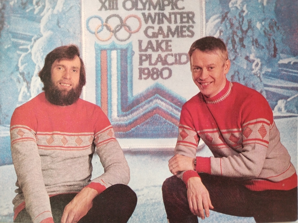 Juha Mieto ja Keijo Kuntola poseerasivat jussipaidoissaan vuonna 1980.