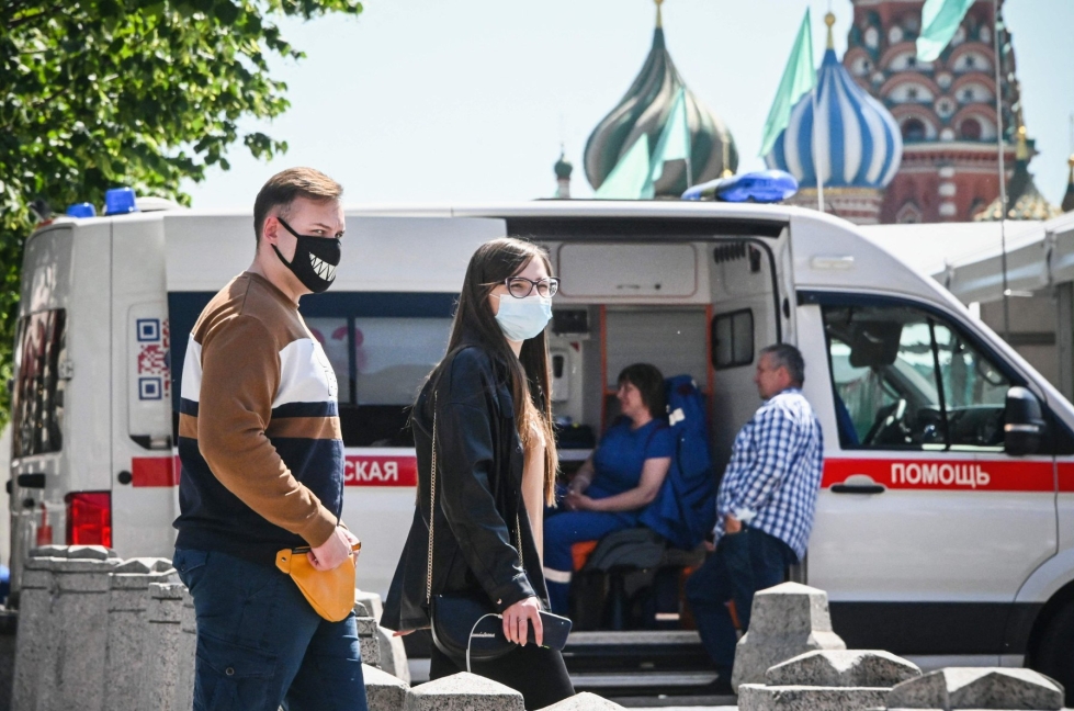 Moskovassa kirjattiin 24 tunnin aikana 144 koronaan liittyvää kuolemaa. LEHTIKUVA/AFP
