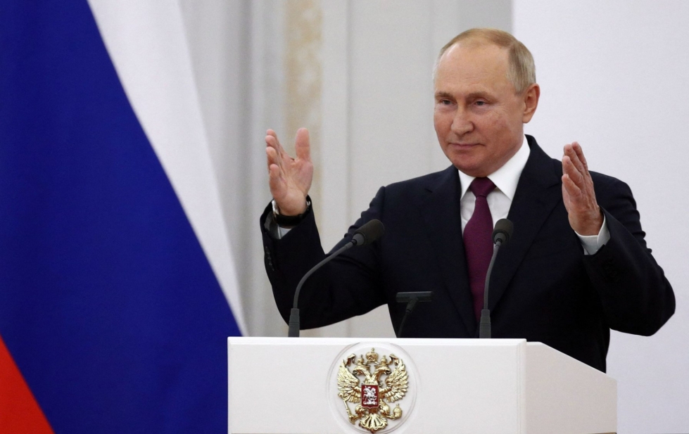 Presidentti Vladimir Putin kertoo Venäjän pyrkivän hiilineutraaliksi vuoteen 2060 mennessä. LEHTIKUVA/AFP