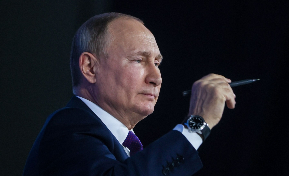 Presidentti Putinin perinteinen lehdistötilaisuus venähti neljän tunnin pituiseksi. LEHTIKUVA/AFP