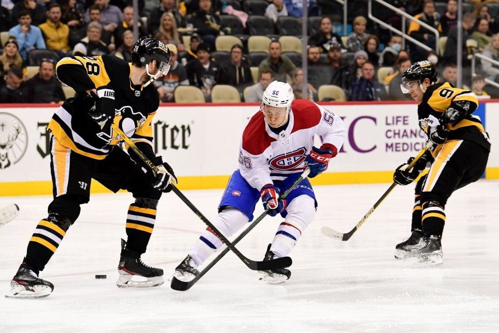 Montrealin toisen maalin teki Jesse Ylönen vain sekunteja ennen toisen erän päättymistä. Maali oli Ylösen ensimmäinen NHL-maali. LEHTIKUVA / AFP 