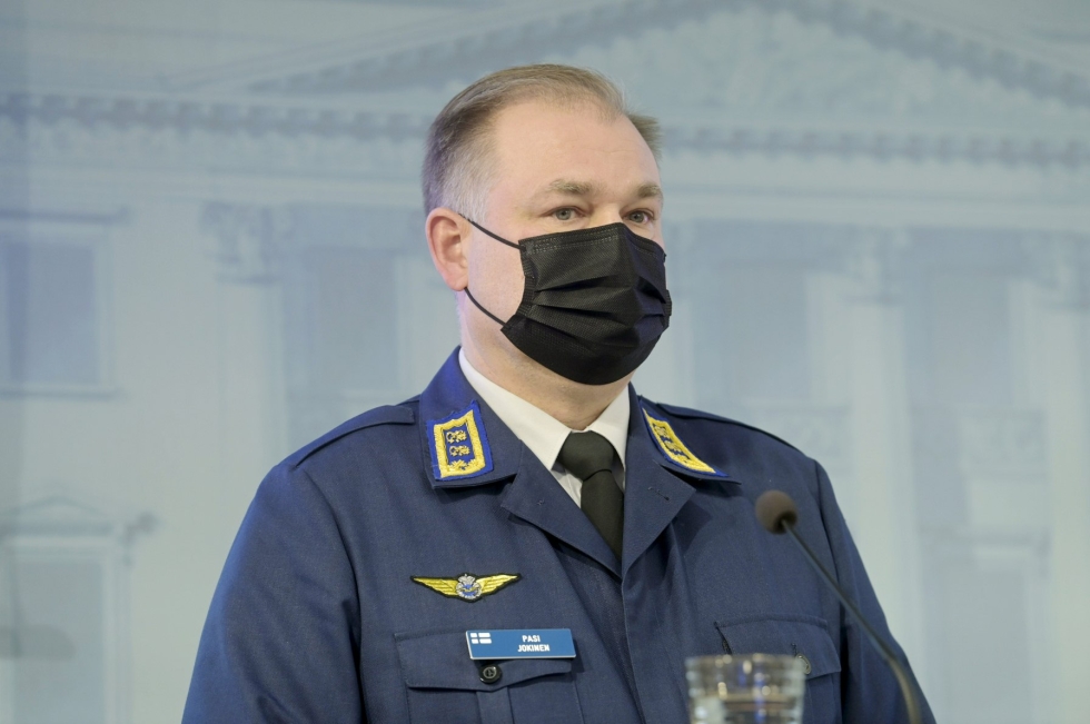 Ilmavoimien komentaja, kenraalimajuri Pasi Jokinen HX-hävittäjähankkeen tiedotustilaisuudessa. LEHTIKUVA / VESA MOILANEN