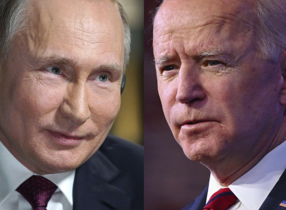 Venäjän presidentti Vladimir Putin (vas.) ja Yhdysvaltojen presidentti Joe Biden. Lehtikuva/AFP