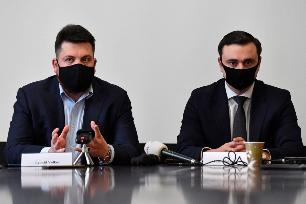 Leonid Volkovin ja Ivan Zhdanovin nimet löytyivät perjantaina maan rahaliikennettä valvovan viraston tietokannasta. Lehtikuva/AFP