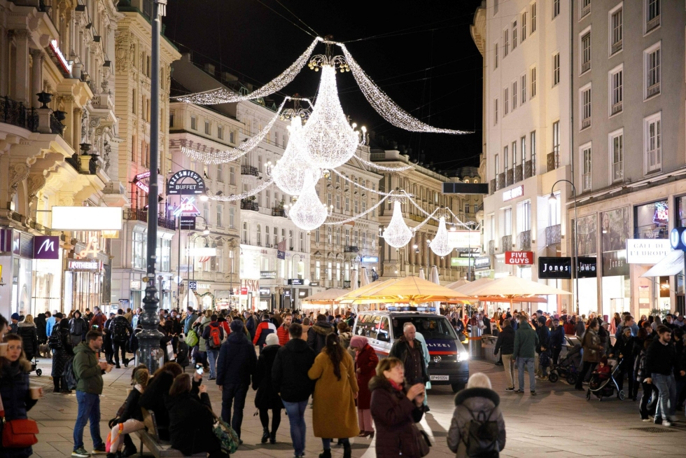 Wienin katunäkymiä uudenvuodenaattona. Lehtikuva/AFP