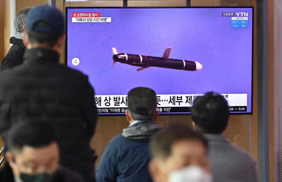Aiemmin tässä kuussa Pohjois-Korean epäillään testanneen risteilyohjuksia sekä ballistisia ohjuksia. Kuva toissa päivältä Etelä-Korean Soulista. LEHTIKUVA/AFP