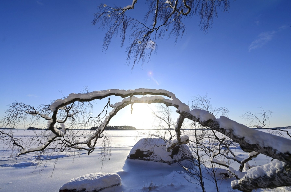 Pakkasta on maanantaina 10–20 asteen verran laajalti koko Suomessa, ja monin paikoin päivä on myös aurinkoinen. LEHTIKUVA / Vesa Moilanen