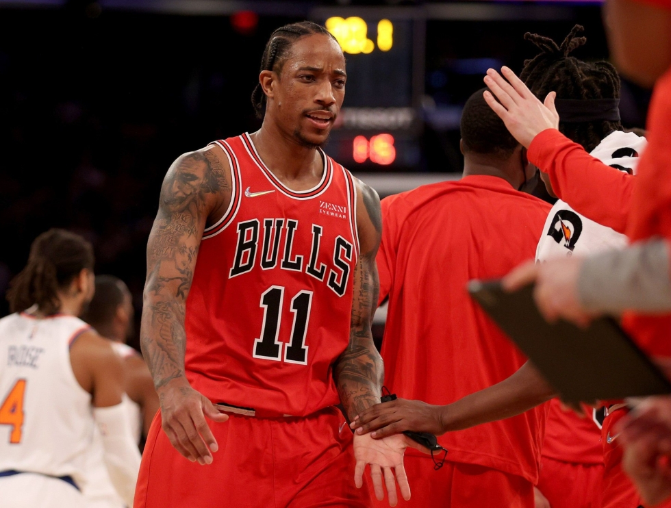 Chicago Bullsin DeMar DeRozan pussitti ratkaisevan korin viimeisellä sekunnilla jo toisessa ottelussa peräkkäin. LEHTIKUVA/AFP