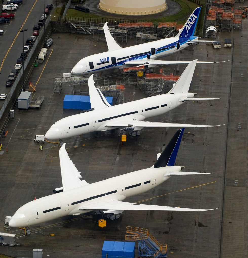 Syynä olivat pitkän matkan 787 Dreamliner -konetyypin laatuongelmat, jotka lykkäsivät koneiden toimituksia asiakkaille. LEHTIKUVA/AFP