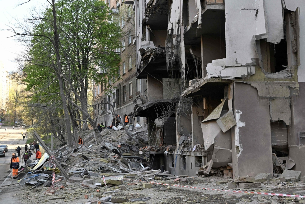 Venäjän joukot tulittivat Kiovaa ohjuksilla torstaina. LEHTIKUVA/AFP