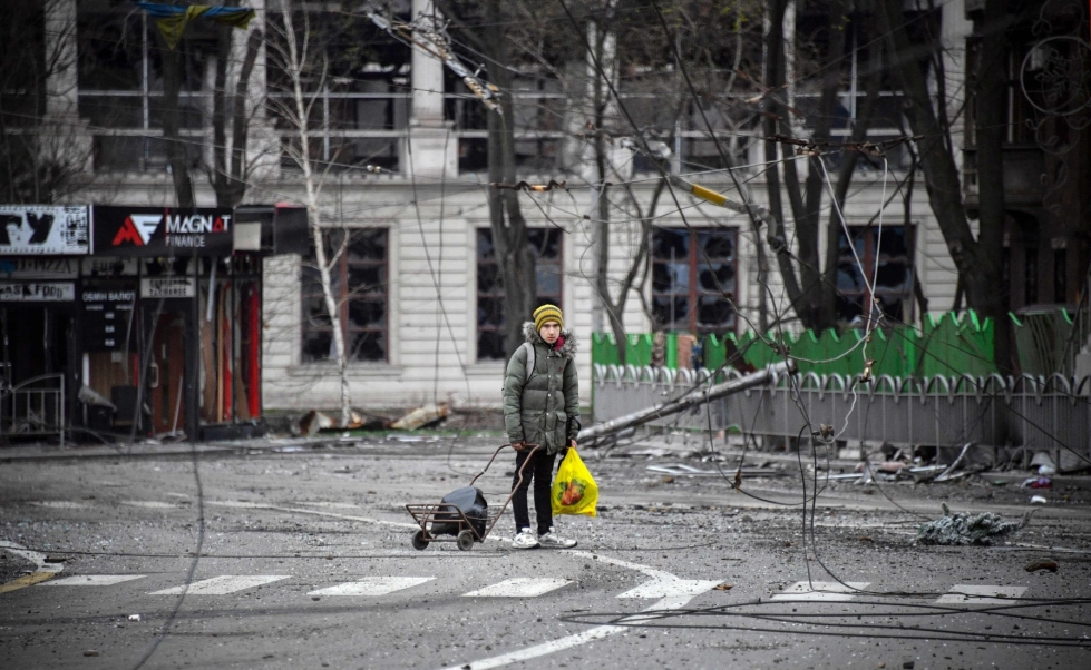 Siviilien tilannetta Mariupolissa on useaan otteeseen kuvailtu katastrofaaliseksi. Lehtikuva/AFP