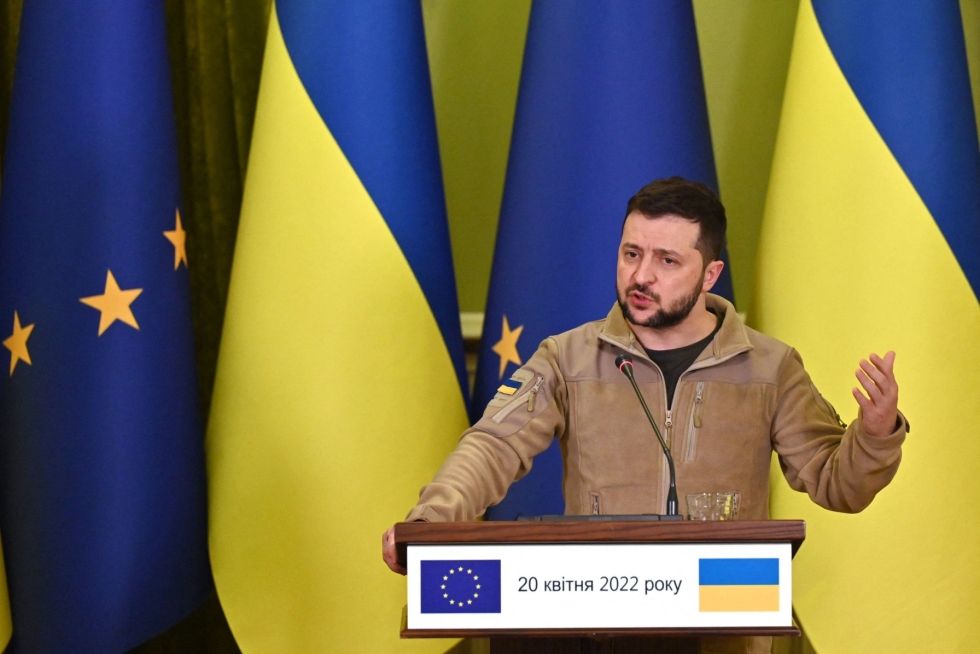 Ukrainan presidentti Volodymyr Zelenskyin mukaan tilanne Itä- ja Etelä-Ukrainassa on edelleen äärimmäisen vakava. LEHTIKUVA/AFP