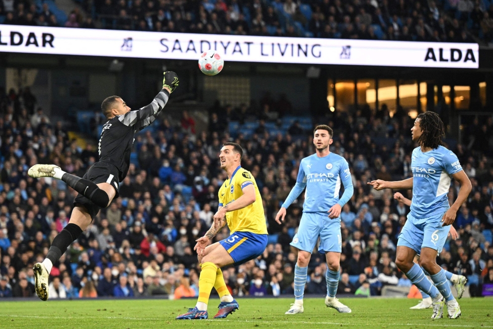 Manchester City kaatoi kotonaan Brightonin 3–0. LEHTIKUVA/AFP