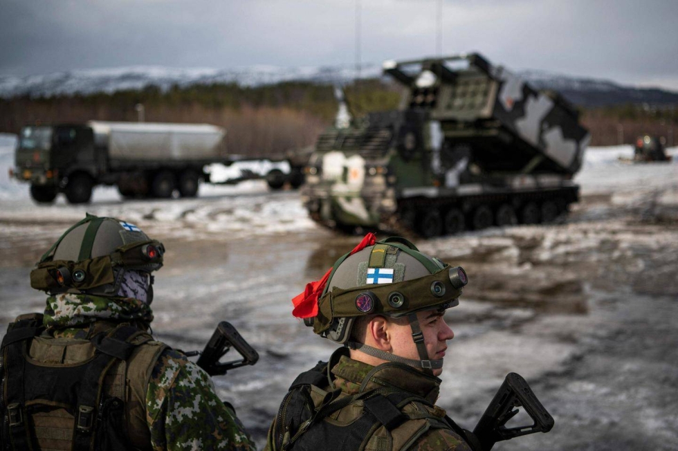 Suomalaisia sotilaita kansainvälisessä Cold Response 22 -sotaharjoituksessa Pohjois-Norjassa 22. maaliskuuta.