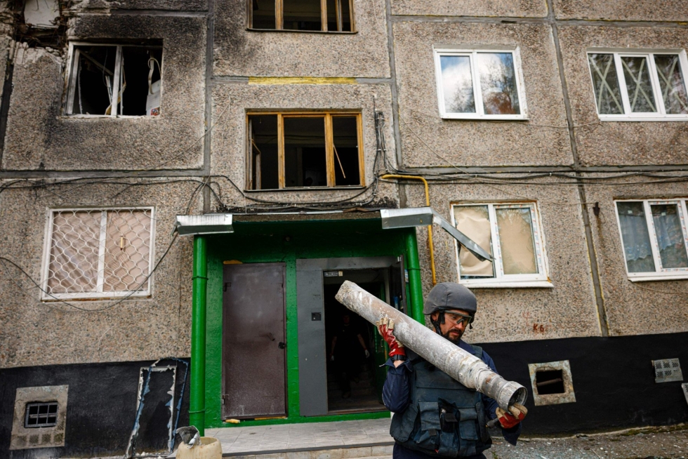 Ukrainan toiseksi suurimpaan kaupunkiin Harkovaan on kohdistunut tykistötulta jälleen lauantaina. Kuva torstailta Harkovasta. LEHTIKUVA/AFP