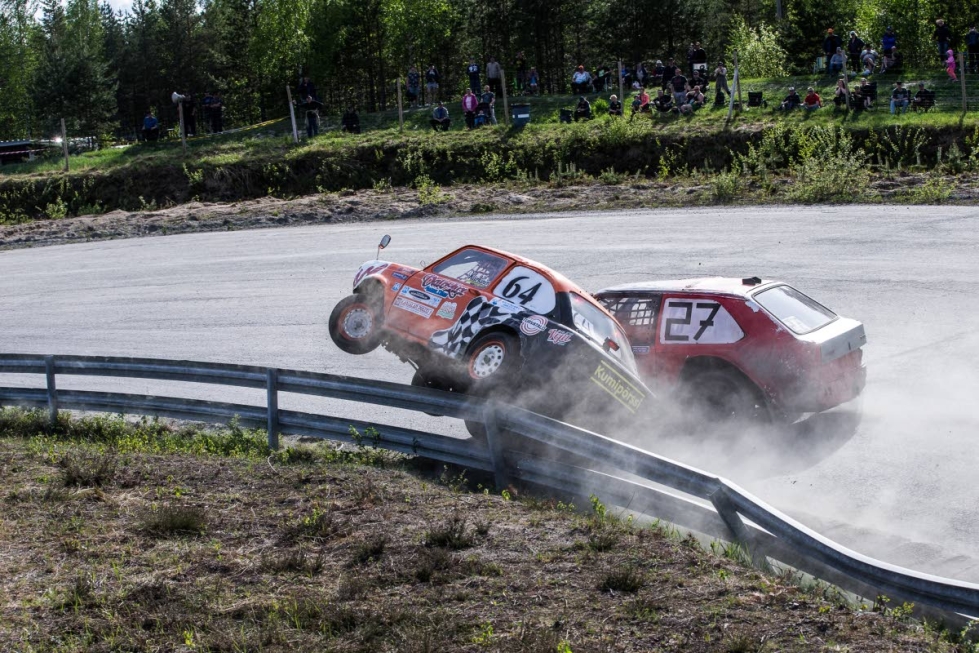 Antti Kärkisellä oli alla hyvä auto vuoden 2018 Kevät-Myllyssä, mutta hän päätyi A-finaalin toisella kierroksella kaiteen kautta ympäri.