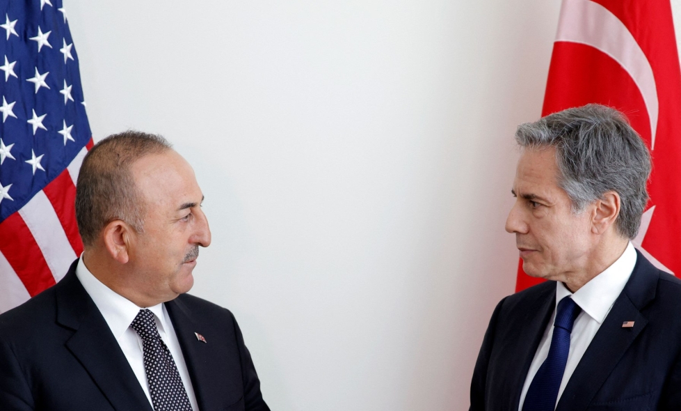 Turkin ulkoministeri Mevlüt Cavusoglu (vas.) ja Yhdysvaltain ulkoministeri Antony Blinken tapasivat keskiviikkona New Yorkissa. LEHTIKUVA / AFP