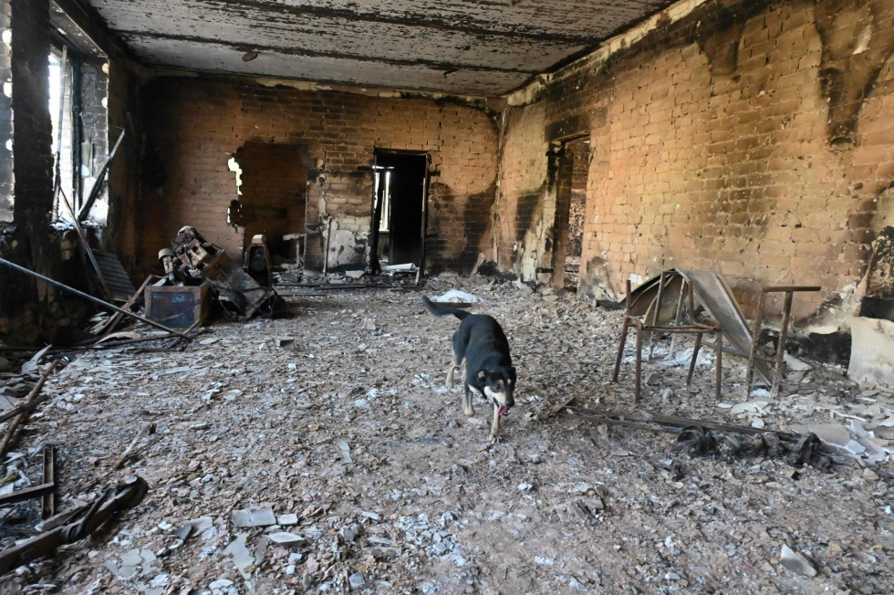Tuhottu koulu kylässä Harkovan lähellä. Lehtikuva/AFP