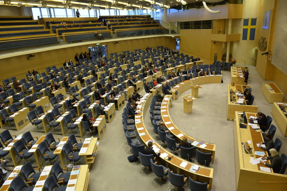 Ruotsissa valtiopäivät äänesti keskiviikkona hallituksen budjettiesityksen puolesta äänin 174–173. Arkistokuva. LEHTIKUVA/AFP