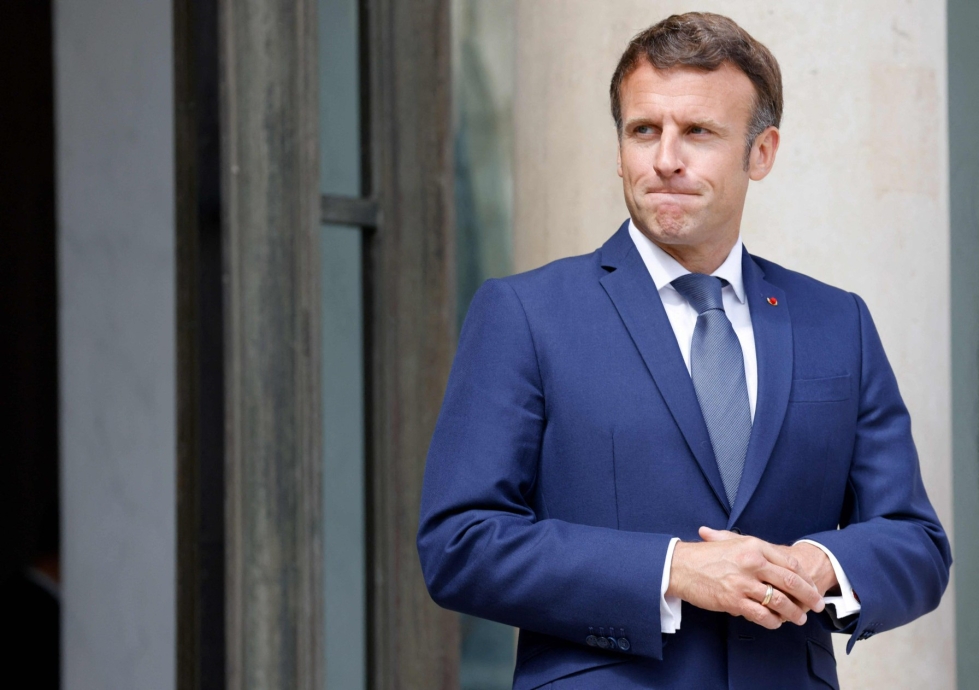 Ranskan presidentti Macron puhui asiasta tiedotustilaisuudessa. LEHTIKUVA/AFP