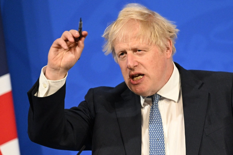 Arvostelu Boris Johnsonia kohtaan on Britanniassa jälleen tiukentunut hiljennyttyään hetkeksi Ukrainan sodan sytyttyä. LEHTIKUVA/AFP