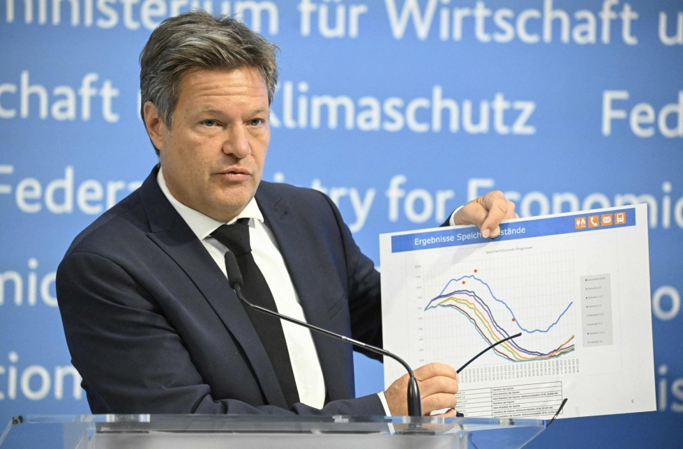 Talousministeri Robert Habeckin mukaan kaasusta on tullut niukka hyödyke Saksassa. LEHTIKUVA/AFP