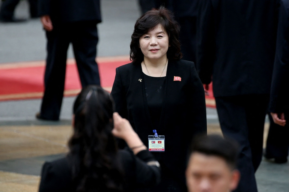 Tuoreeltaan valittu ulkoministeri Choe Son-hui oli muun muassa mukana Pohjois-Korean johtajan Kim Jong-unin ja Yhdysvaltain ex-presidentin Donald Trumpin välisissä huippukokouksissa. Kuva on vuodelta 2019. LEHTIKUVA/AFP