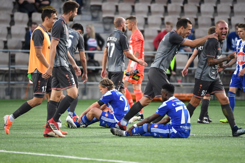 Toinen latvialaisjoukkue Riga FC kukisti HJK:n kesällä 2019. Lehtikuva / Jussi Nukari