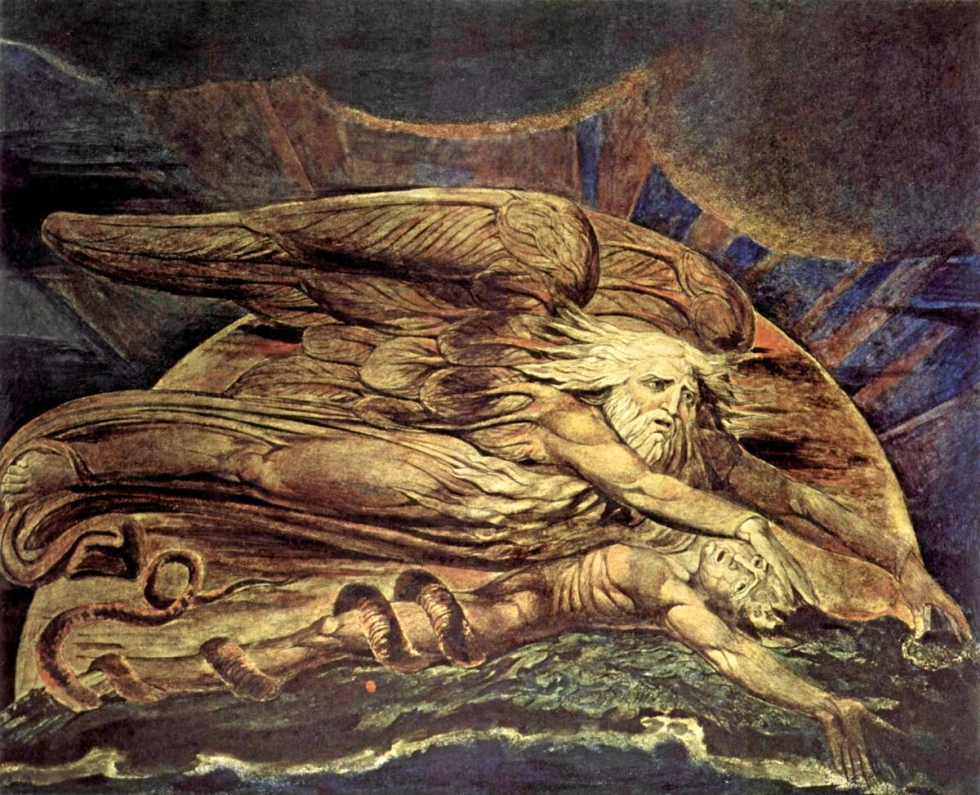 William Blake: Elohim Creating Adam (1795-1805).
