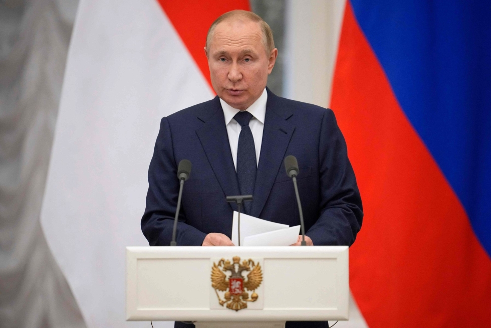 Vladimir Putin Kremlissä lehdistötilaisuudessa 30. kesäkuuta. Lehtikuva/AFP