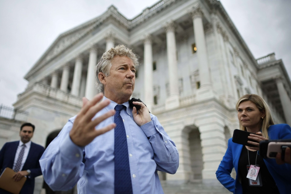 Republikaanisenaattori Rand Paul haluaa, että senaatti äänestäisi muutoksesta ratifiointisopimukseen. Kuva kesäkuulta. LEHTIKUVA/AFP