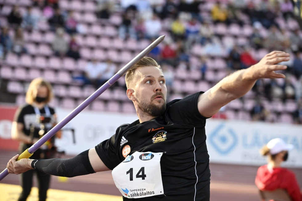 Tero Takalan aiempi ennätys oli 78,73, jonka hän heitti viime vuoden heinäkuussa. LEHTIKUVA / Markku Ulander